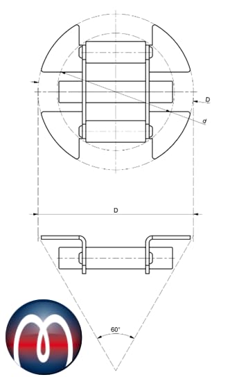 Trichtermagnet L: 90 mm x B: 90 mm x H:75 mm, Ferrit Magnete zum separieren von Kunststoffgranulat