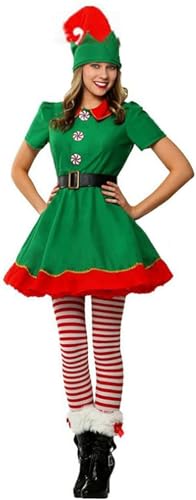 Bkazwe Costume Lutin Noël Homme, Déguisement de Noël Lutin pour Homme Elfe de Noëls, Combinaison Adulte Noëls en Polaire + Chapeau + Chaussures, Tenue...