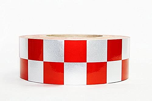 Reflective Radium Checkered Roll Warning Tape for Roadway Safety & Floor Marking (White/Red, 2 inch x 40 ft.) Pack of 1 (B092R9QJXS) Amazon Price History, Amazon Price Tracker
