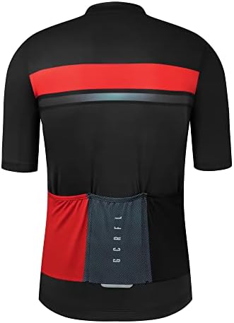 GCRFL Cycling Jersey Men Shorts Sleeves Road Bike Jersey Bicycle Tops Shirt, Zipper Pocket UPF 50+ Lightweight PRO Race Fit