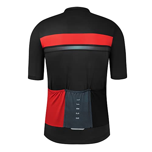 GCRFL Cycling Jersey Men Shorts Sleeves Road Bike Jersey Bicycle Tops Shirt, Zipper Pocket UPF 50+ Lightweight PRO Race Fit