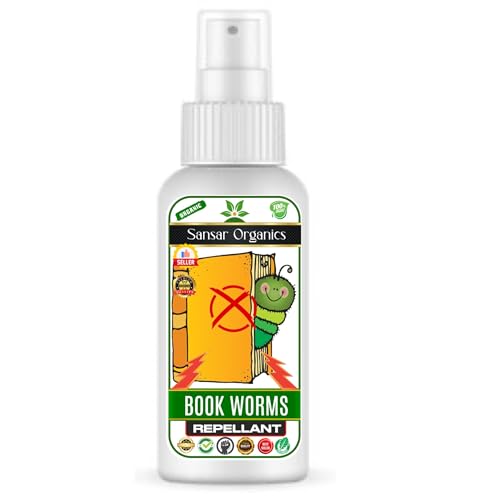 Sansar Organics® Book Worms Repellants Liquid Spray, Removes book worms instantly and prevents further infections | Natural Herbal Formula I Non-Toxic, and Biodegradable | Irritant-Free. (200 ml)