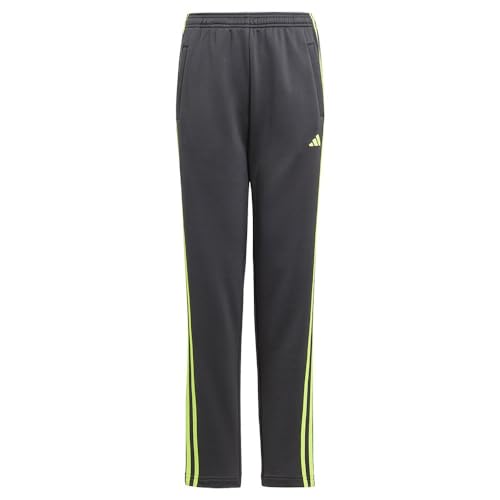 Adidas Mixte Enfant Train Essentials AEROREADY 3-Stripes Regular-Fit Pants, Carbon/Lucid Lemon, 9-10 Years