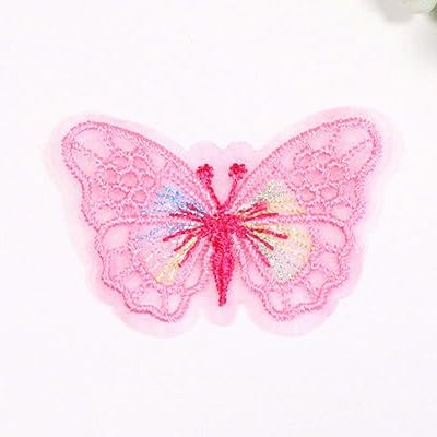 Parches de Bordado Parches Bordados pequeños de 5 x 3,8 cm, 50 Unidades, for Planchar, con diseño Mariposas, for Ropa, Gran tamaño, for Coser en Vaqueros y Chaquetas(Beige)