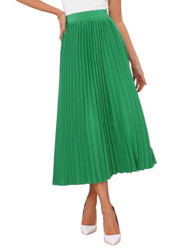 Allegra K Women's Elastic High Waisted Work Casual Flowy Long Pleated Maxi Skirts