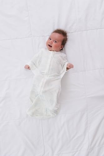 Image of The Butterfly Swaddle: Safe Organic Newborn Baby Sleep Sack & Wrap Blanket | Natural Transitional Accessory for Calming Sleep Support (Blue Safari, Med /Large)