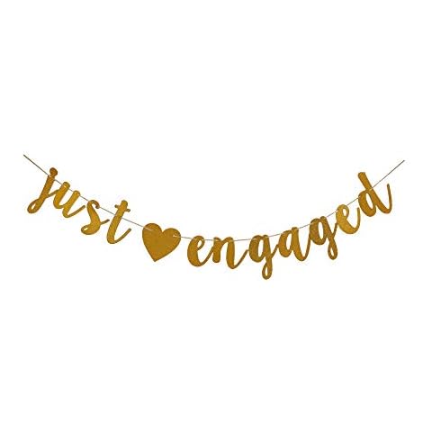 Just Engaged Gold Banner for Engagement Party Sign Decorations Garlands Supplies Props Cover
