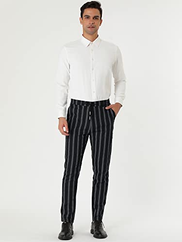 Lars Amadeus Men's Casual Striped Dress Pants Slim Fit Flat Front Contrast Color Skinny Trousers3