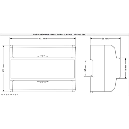 Wattmètre triphasé sur rail DIN 100A 7 modules large IP51 - 2