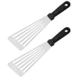 Fahoujs 2er Pack Rostfreie Küchenspatel Mit Löchern Zum Aufhängen Geschlitztes Design Zum Backen Von Fisch Wenden Und Essenszubereitung Mehrzweck Speiseheber Mit