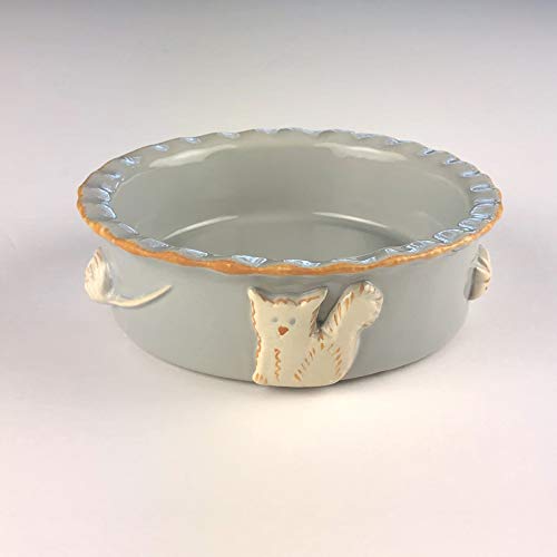 Carmel Ceramica Pcbf3006 French Grey Cat Food/Water Bowl #TOP1