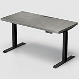 山善(YAMAZEN) 昇降デスク 電動 電動昇降デスク 一枚板 昇降式 スタンディングデスク 上下昇降 pc オフィスデスク テレワーク 電源タップ付きUSB×2/コンセント×2 メモリー機能 衝突検知 140×70×72.5-118.5cm 組立品 ストーンダークグレー／マットブラック ELD-FS(MBK)/U1400(SDGY)
