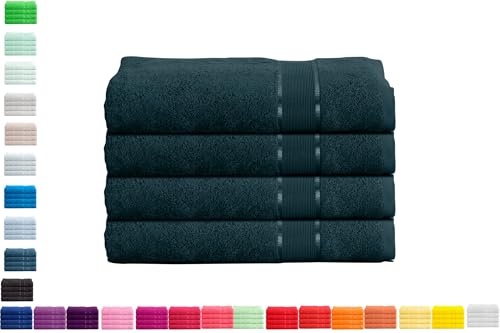 Mixibaby 4er Handtuchset Handtuch Handtücher 50cm x 100cm Frottee 100% Baumwolle 500g/qm, Farbe:Dunkelgrün