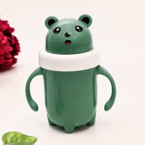 Image of 300ml Baby Sipper for Infant /Toddler, Baby Straw Cup, Soft Silicone Straw Cup, Baby Sipper Bottle for 6 Month+, Anti-Spill with BPA Free, Lid & Easy Grip Handles (Green)