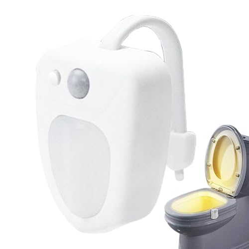 Mimoqk Lampada da toilette con sensore di movimento, luce del water, luce del water, luce del gabinetto a cambiamento di colore, luce notturna a LED 16 colori, luminosità regolabile