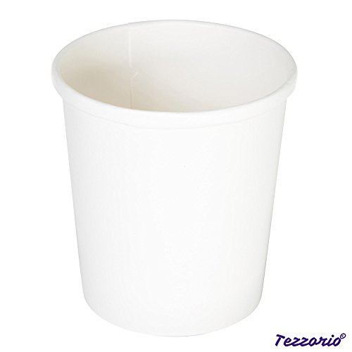 (Set of 25) 16 oz White Paper Soup Containers with Lids Combo Pack, Hot/Cold Disposable Pint Containers, Ice Cream/Frozen Yogurt Cups, Take Out/to-Go Deli Containers by Tezzorio
