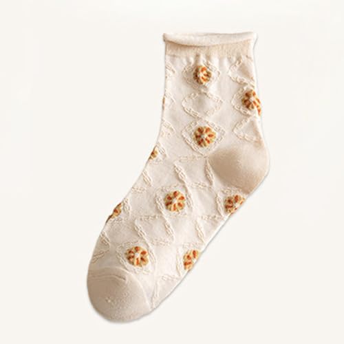 Qianly 10 Pairs Socks Woman Socks Non Slip Machine Wash Soft Elastic Fashion Low Cut Socks Casual for Teens Women Gift Mom Girls, Beige4