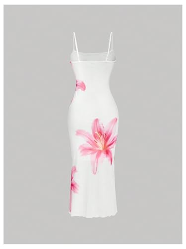 Floerns Women's Flower Print Slip Dress Spaghetti Strap Summer Bodycon Cami Dress2