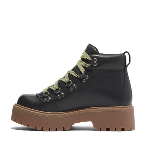 Timberland Timberland Women's Stone Street Mid Lace Up Platform Hiker Boot, Black Full Grain, 6 Wide