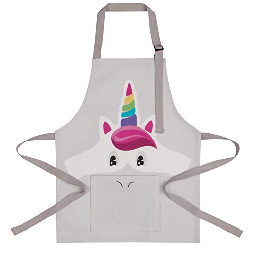 UNICA Unicorn Toddler Apron with Pocket for Everyday Use Durable Polyester Chef Apron for Toddler in Pretend Kitchen