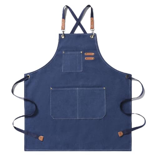 [FREESE] アウトドアエプロン ワークエプロン メンズ 【厚手・綿100%帆布】 キャンプ 焚き火 作業 DIY 料理 BBQ カフェ 美容師 前掛け 綿 キャンバス (ブルー)（Amazon）