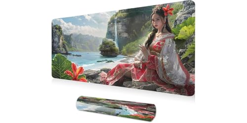 Tapis de souris XXL décor de plage pour embellir le bureau à la maison