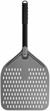 12-Inch Perforated Pizza Peel: Hard Anodized Aluminum Pizza Spatula with Silicone Handle, Professional Large Pizza Turning Peel, Pizza Paddle, 26-Inch Overall