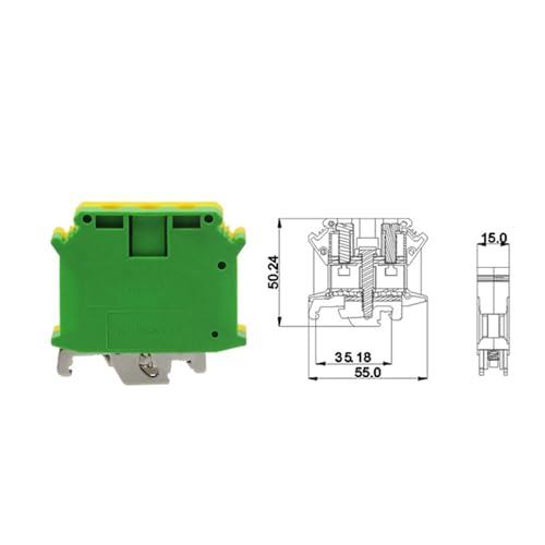 Bloque de terminales USLKG35 de tierra para carril DIN con conector de cable verde amarillo de 5uds 4