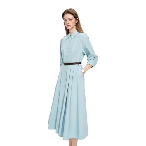 Women's Dresses Pleated High Waist A-Line Midi Dress with Belt