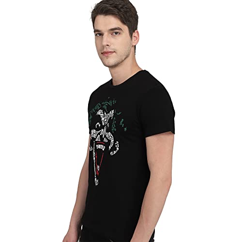 Image of Free Authority Joker Printed Regular Fit Black Cotton Men's T-Shirt