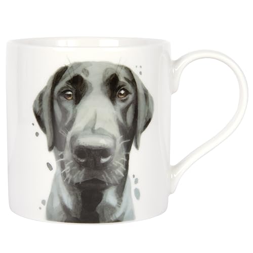 Lesser & PAVEY Black Labrador Mug Robert James Hull, Tea and Coffee Mugs for Hot Drinks | Fine China Printed Mugs for Kitchen & Home | Reusable Ceramic Cups for Every Occasion | Gifts for Women & Men