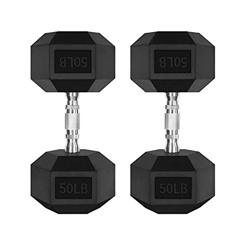 RitFit Rubber Coated Hex Dumbbell Weights Set for Home Gym