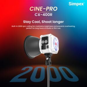 Image of Simpex CINE PRO Series CX-400R, A high-Performance 400W RGB Continuous LED Light meticulously Designed for Professional filmmakers, Studio Photographers, and Content Creators.