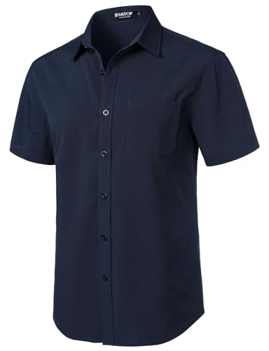 Men's Stretch Wrinkle Free Short Sleeve Texture Shirt Lightweight Summer Button Down Shirts for Beach Vacation2