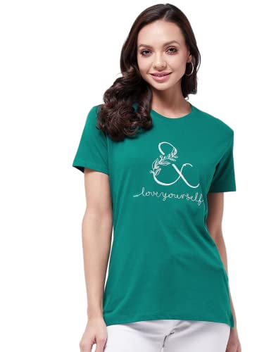 Image of Modeve Women Printed Cotton Blend Half Sleeve Round Neck T-Shirt for Summer