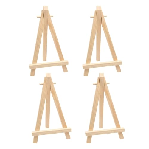 Caballete Mesa de Pintura, 4 PCS, Mini Caballete de Madera Triangular, Decoración de Mesa para Cuadros y Fotos, Ideal para Bodas y Cumpleaños (8 × 15 cm)