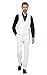 MAGE MALE Men's 3 Pieces Suit Elegant Solid One Button Slim Fit Single Breasted Party Blazer Vest Pants Set White