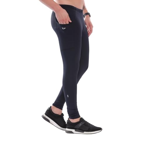 Calça Legging Masc Compressão Corrida Pro Racing Com Bolsos (BR, Alfa, M, Regular, Regular, Preto)