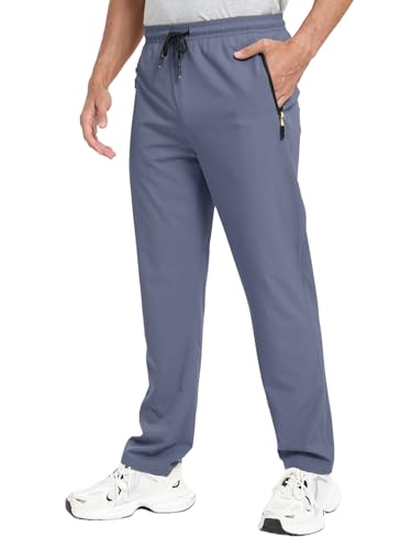 Image of Men's Lightweight Hiking Pants Elastic Waist Water Resistant Quick-Dry Sweatpants for Running Traveling Outdoor Work