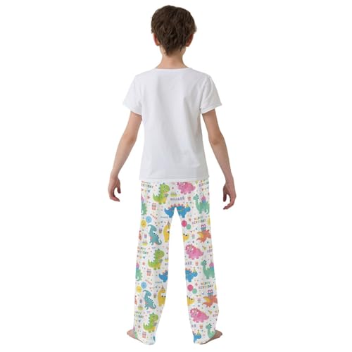 ZZXXB Birthday Dinosaurs Boys Long Pants Soft Trousers Elastic Waist Kids Lounge Bottoms with Pockets S-XL3