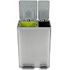 Simpli-Magic 16 Gallon (38L x 22L) Dual Compartment Step Trash Can Kitchen Garbage Can with Waste & Recycling Bins Slow-Close Lid, Odor Control, Hands-Free, Inner Bases, Brushed Stainless Steel