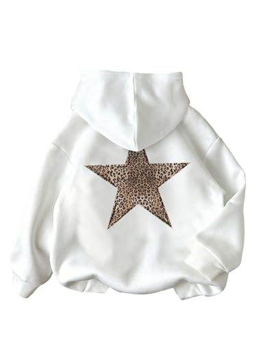 Floerns Girl's Letter Graphic Long Sleeve Hooded Drop Shoulder Sweatshirts