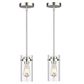 EAPUDUN Pendant Light (2 Packs), Kitchen Lights Ceiling Hanging, Kitchen Light Fixtures Brushed Nickel Finish, Farmhouse Pendant Lighting for Kitchen Island Room-PDA1353-B-BNK
