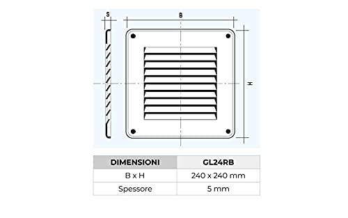 Laventilazione Griglia Lamiera 240X240 Rete Bianca - 6