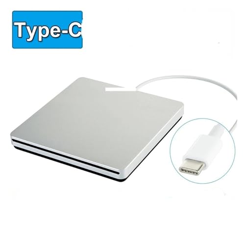 DVD光学ドライブ外付けDVDバーナーライターレコーダースロットロードCDプレーヤー 軽量 薄型(Type-C2.0,Silver)
