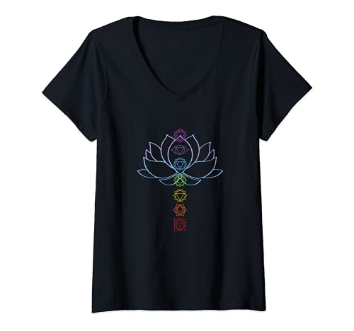 Donna Spirituale Zen Lotus Flower Chakra Allineato Yoga Lover Maglietta con Collo a V