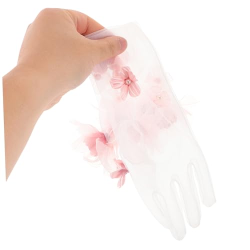 Guantes largos de tul rosa cómodos y elegantes para bodas 4
