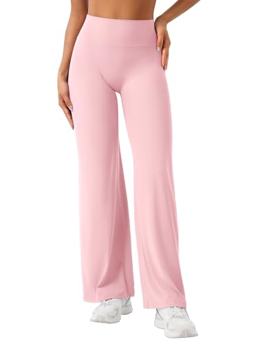 ZAAYO Nahtlose Yoga Hosen Damen Hohe Taille Flared Leggings Straight Wide Sport Yoga Leggings Damen Blickdicht Schlaghose Baby Pink M ZAAYO Nahtlose Yoga Hosen Damen Hohe Taille Flared Leggings Straight Wide Sport Yoga Leggings Damen Blickdicht Schlaghose Baby Pink M