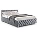 Produktbild Juskys Polsterbett Nizza 140x200 cm Samt mit Stauraum, LED Beleuchtung & Lattenrost - Chesterfield Steppung & Kopfteil - Bett Bettgestell - Grau