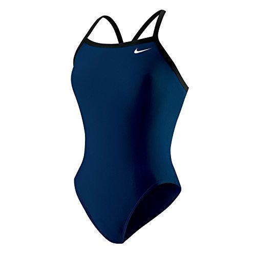 Nike Female One Piece Solid Athletic Competitive Swim Suit Navy-24